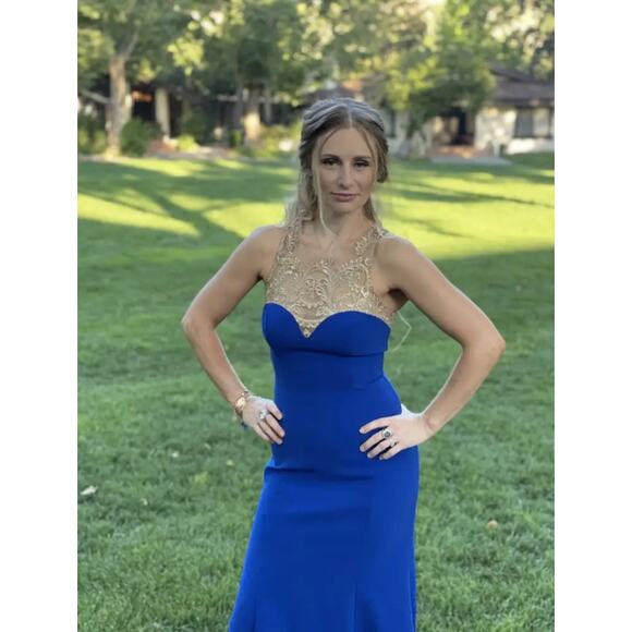 Marchesa Notte Royal Blue High Low Gown Size 6 - Picture 3 of 8